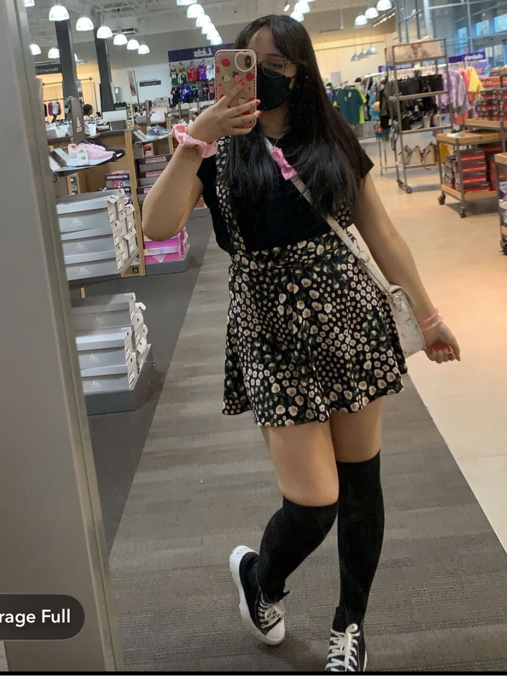 ASOS Black Floral High-Waist Suspender Skort